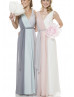 V Neck Three-tone Chiffon Long Bridesmaid Dress